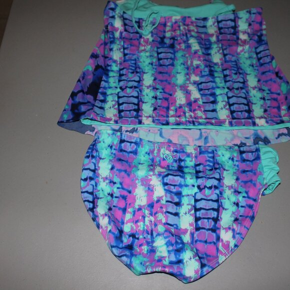 MUlti Color 2 Pcs Justice Tankinki Swimsuit Size 14 - Picture 5 of 10